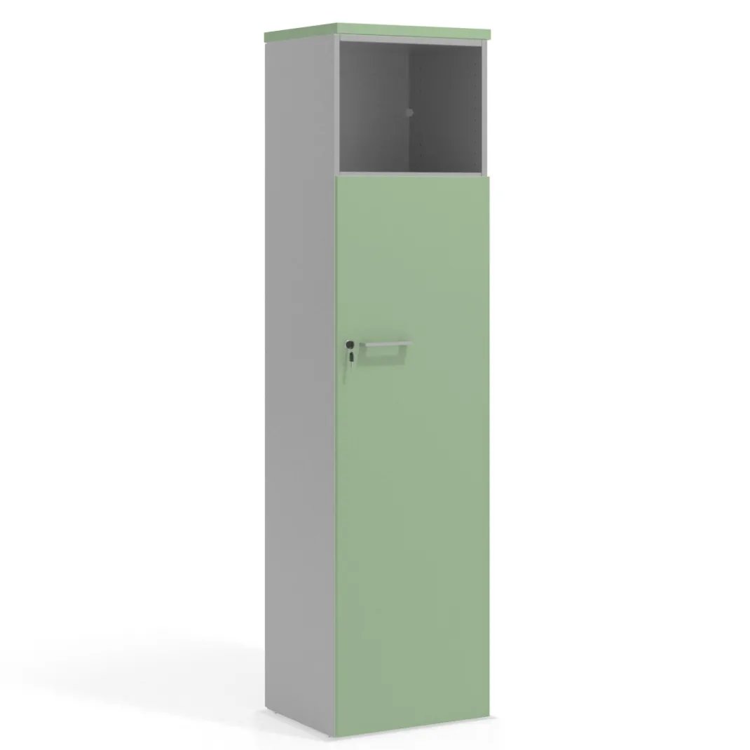 Armario de oficina Colors con puerta y repisa superior, medida 193x50