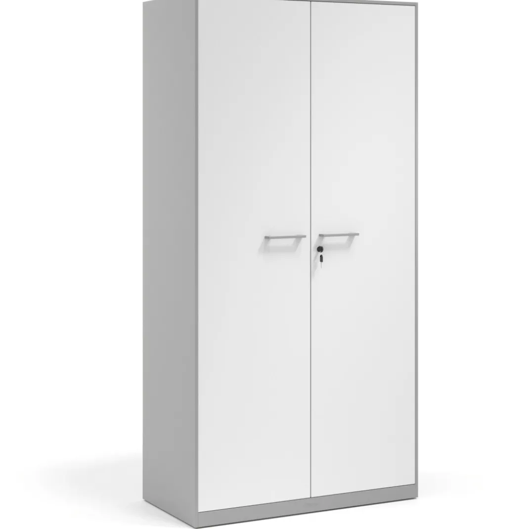 Armario de oficina metálico con puertas de melamina Strong 185x92cm, estructura aluminio