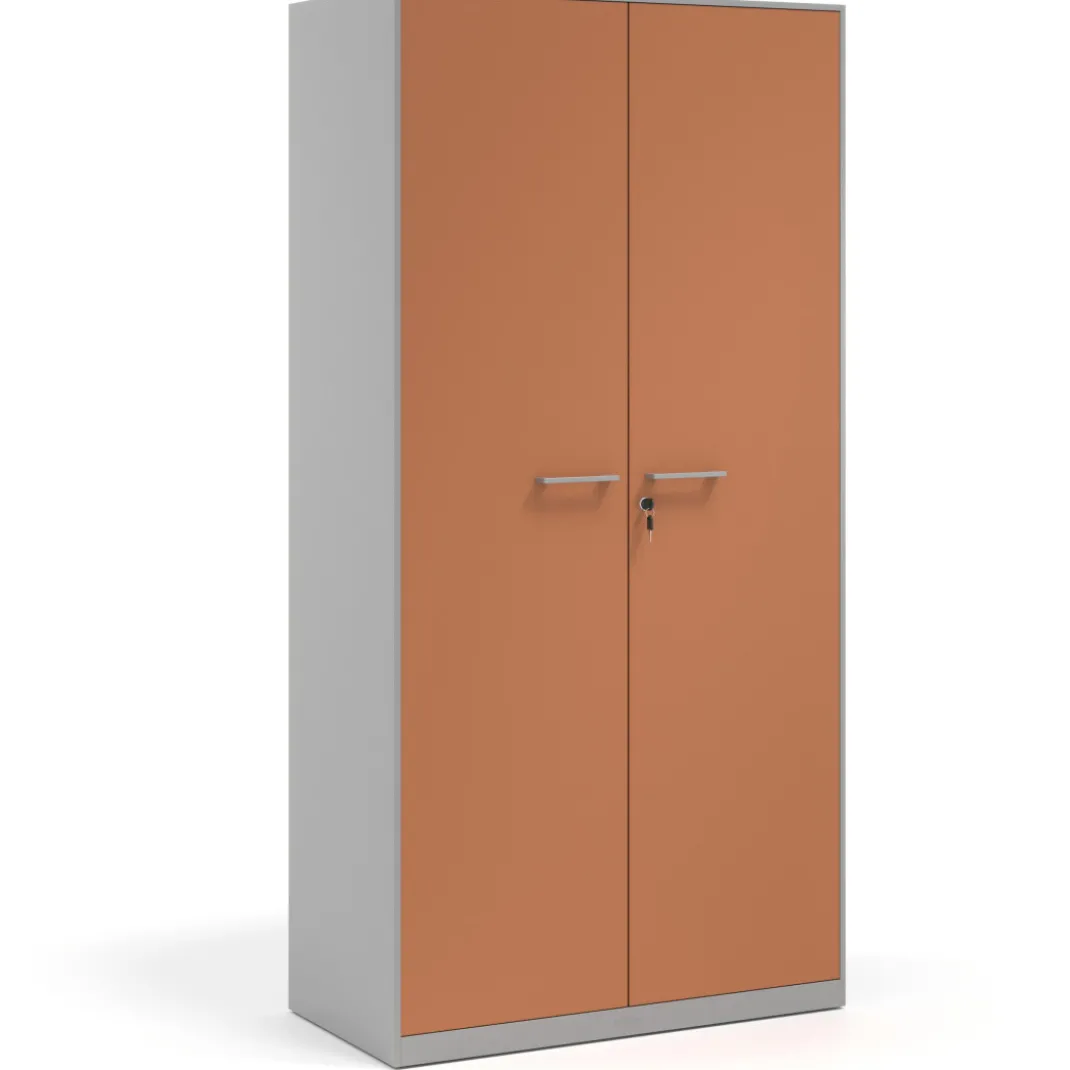 Armario de oficina metálico con puertas de melamina Strong 185x92cm, estructura aluminio