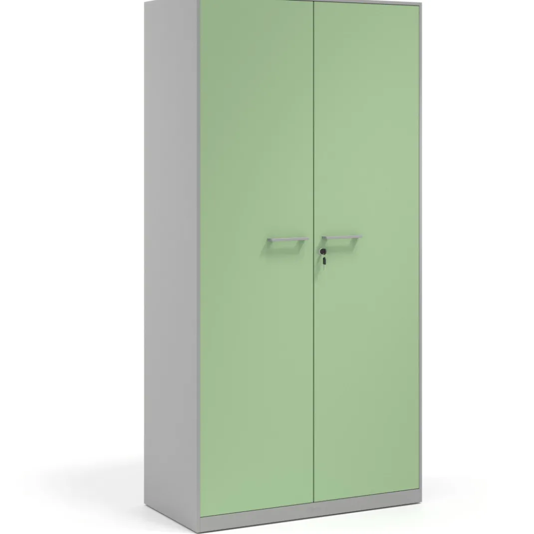 Armario de oficina metálico con puertas de melamina Strong 185x92cm, estructura aluminio