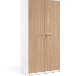 Armario metálico de oficina con puertas de melamina Strong 185x92cm, estructura blanca