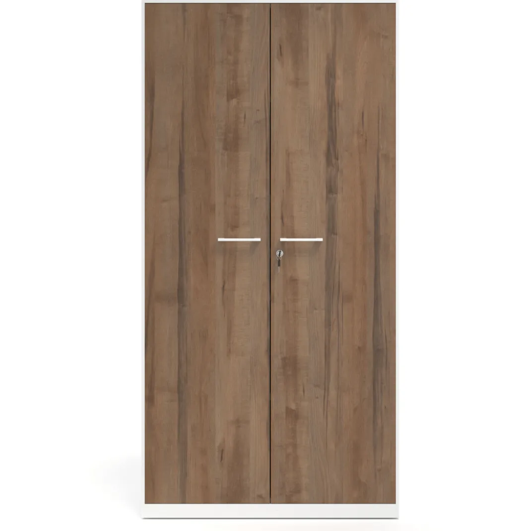 Armario metálico de oficina con puertas de melamina Strong 185x92cm, estructura blanca
