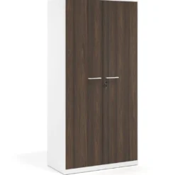 Armario metálico de oficina con puertas de melamina Strong 185x92cm, estructura blanca