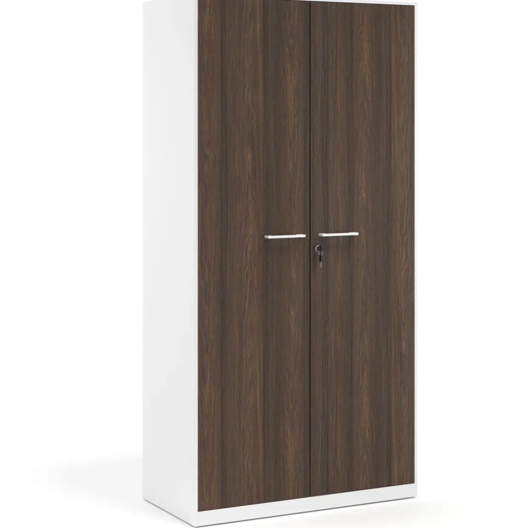 Armario metálico de oficina con puertas de melamina Strong 185x92cm, estructura blanca