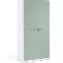 Armario metálico de oficina con puertas de melamina Strong 185x92cm, estructura blanca