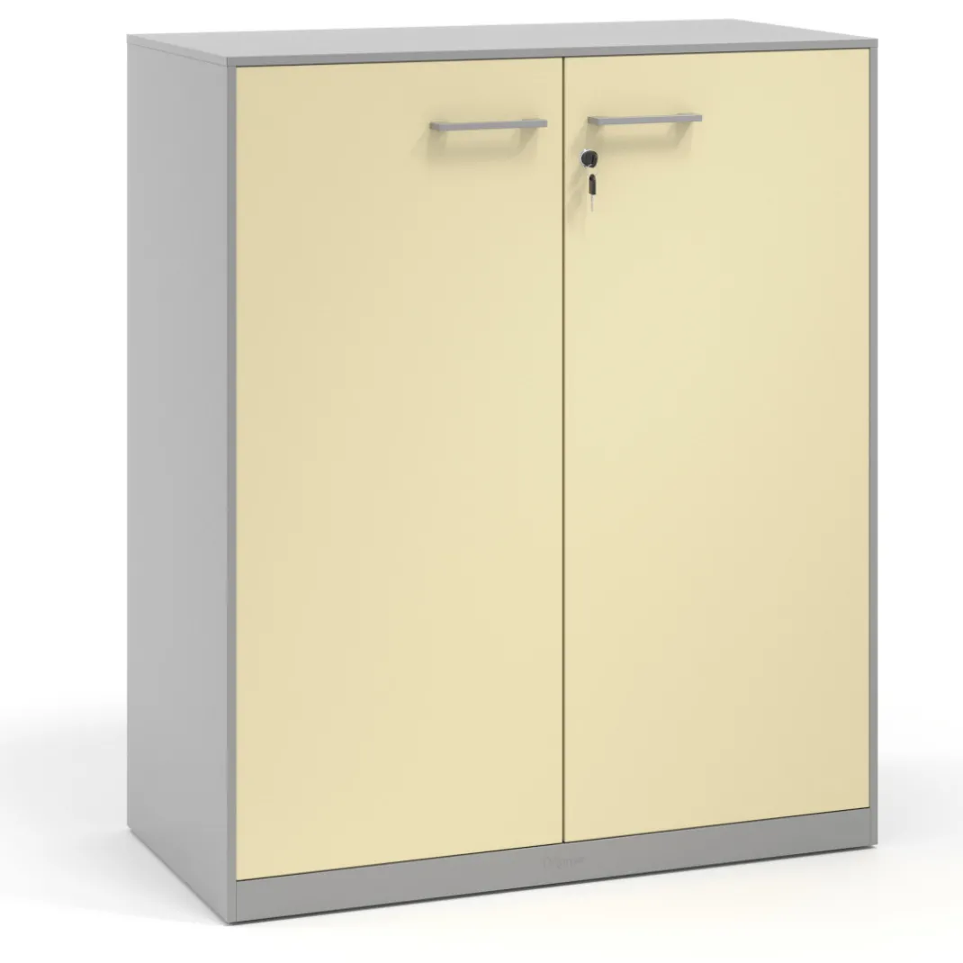 Armario metálico para oficina con puertas de melamina Strong 109x92cm, estructura aluminio
