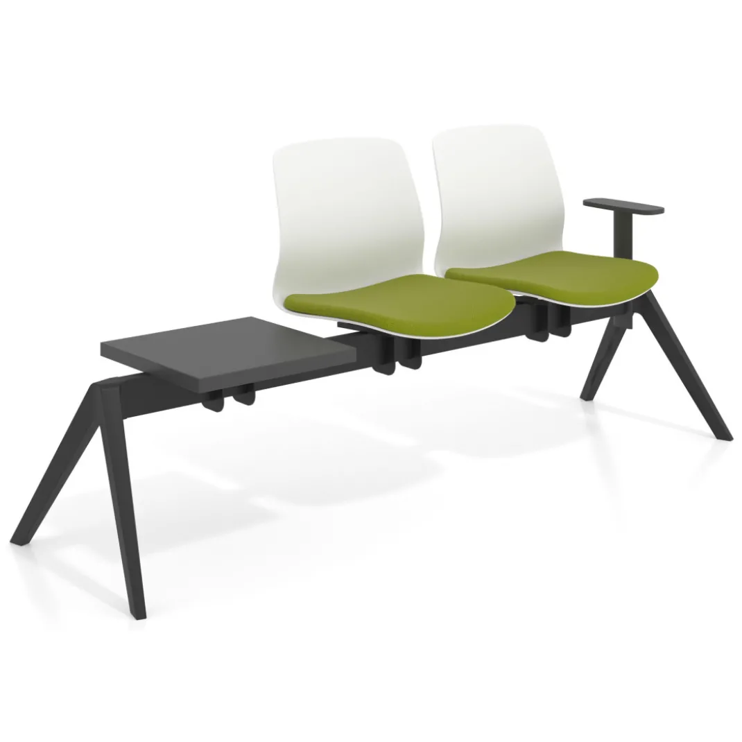 Bancada Sala de Espera Nexus 2 asientos + mesa, pata nylon