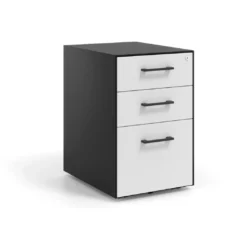 Cajonera de oficina Strong 2 cajones + archivo estructura negra frontales melamina