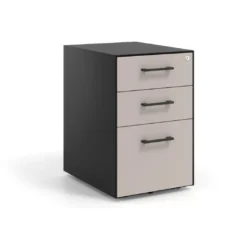 Cajonera de oficina Strong 2 cajones + archivo estructura negra frontales melamina