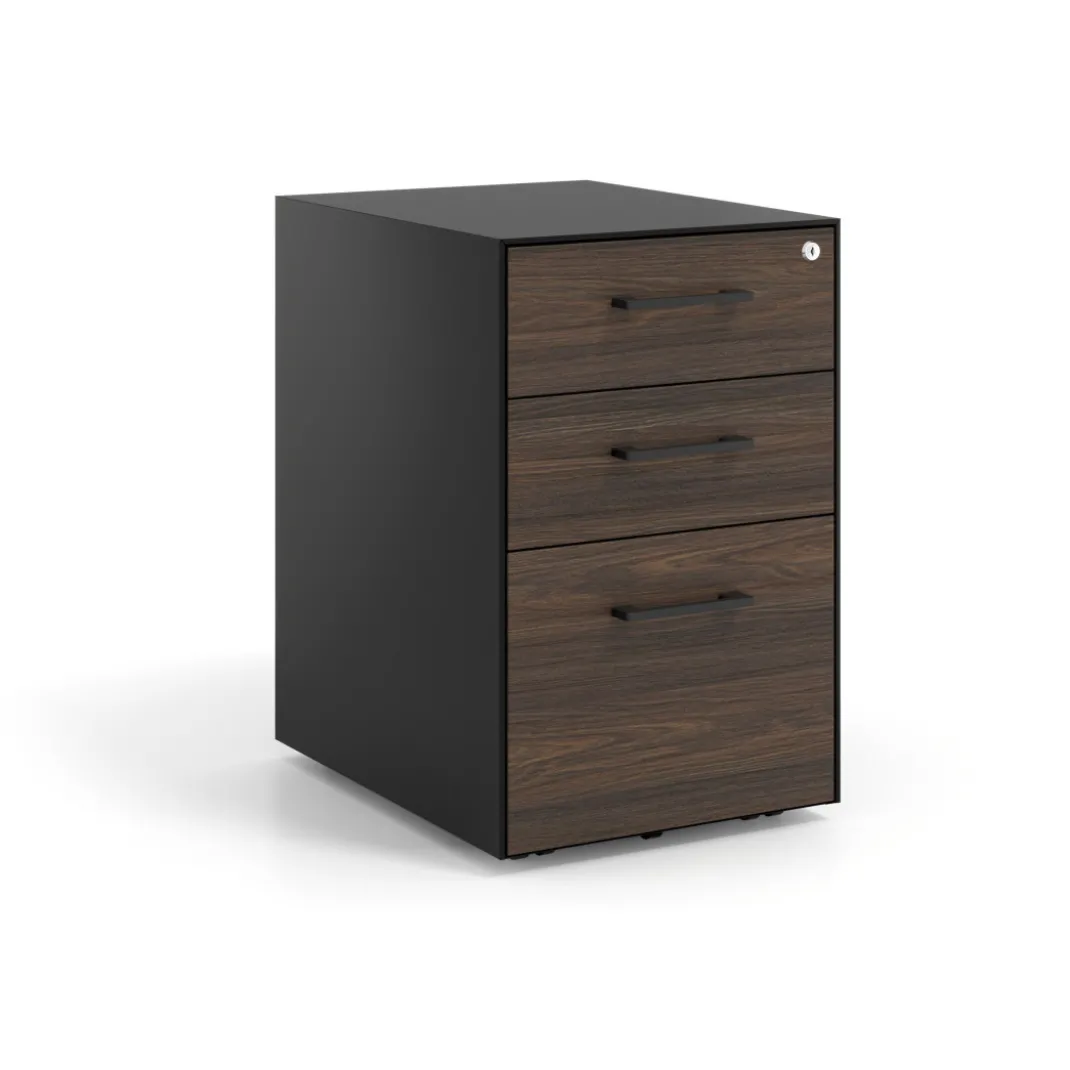 Cajonera de oficina Strong 2 cajones + archivo estructura negra frontales melamina