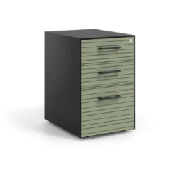 Cajonera de oficina Strong 2 cajones + archivo estructura negra frontales melamina