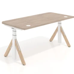 Escritorio Elevable Erghos Alpha estructura de madera 2 cantos curvos