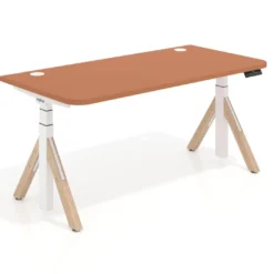 Escritorio Elevable Erghos Alpha estructura de madera 2 cantos curvos