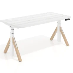 Escritorio Elevable Erghos Alpha estructura de madera 2 cantos curvos