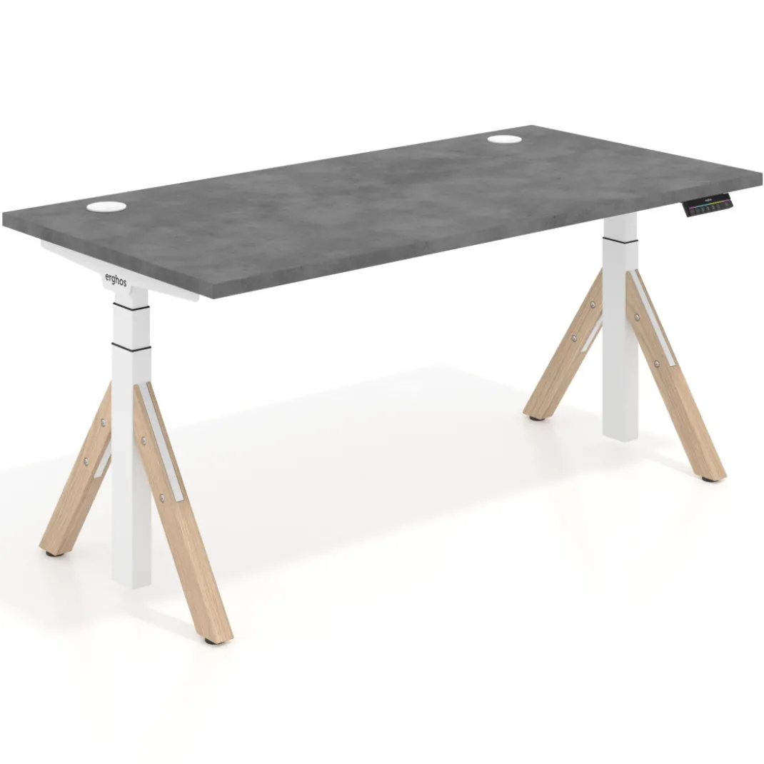 Escritorio Elevable Erghos Alpha estructura de madera canto recto
