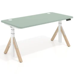 Escritorio Elevable Erghos Alpha estructura de madera 4 cantos curvos