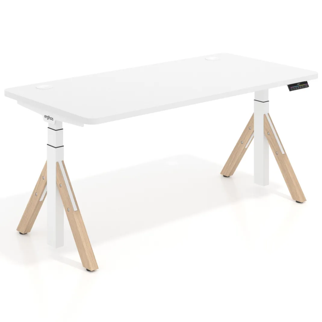 Escritorio Elevable Erghos Alpha estructura de madera 4 cantos curvos