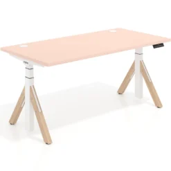 Escritorio Elevable Erghos Alpha estructura de madera canto recto