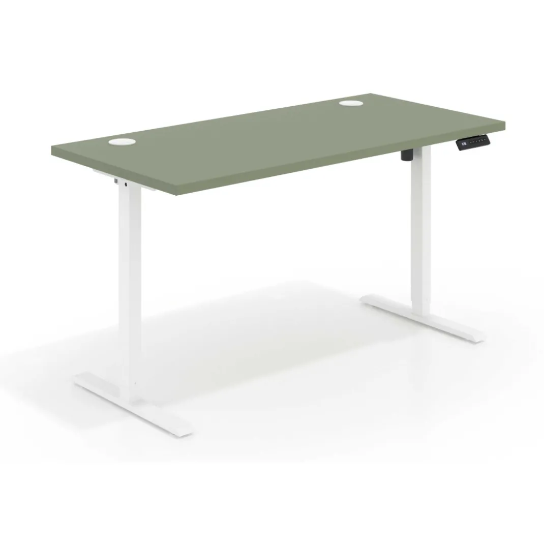 Escritorio Elevable Erghos Basic estructura blanca canto recto