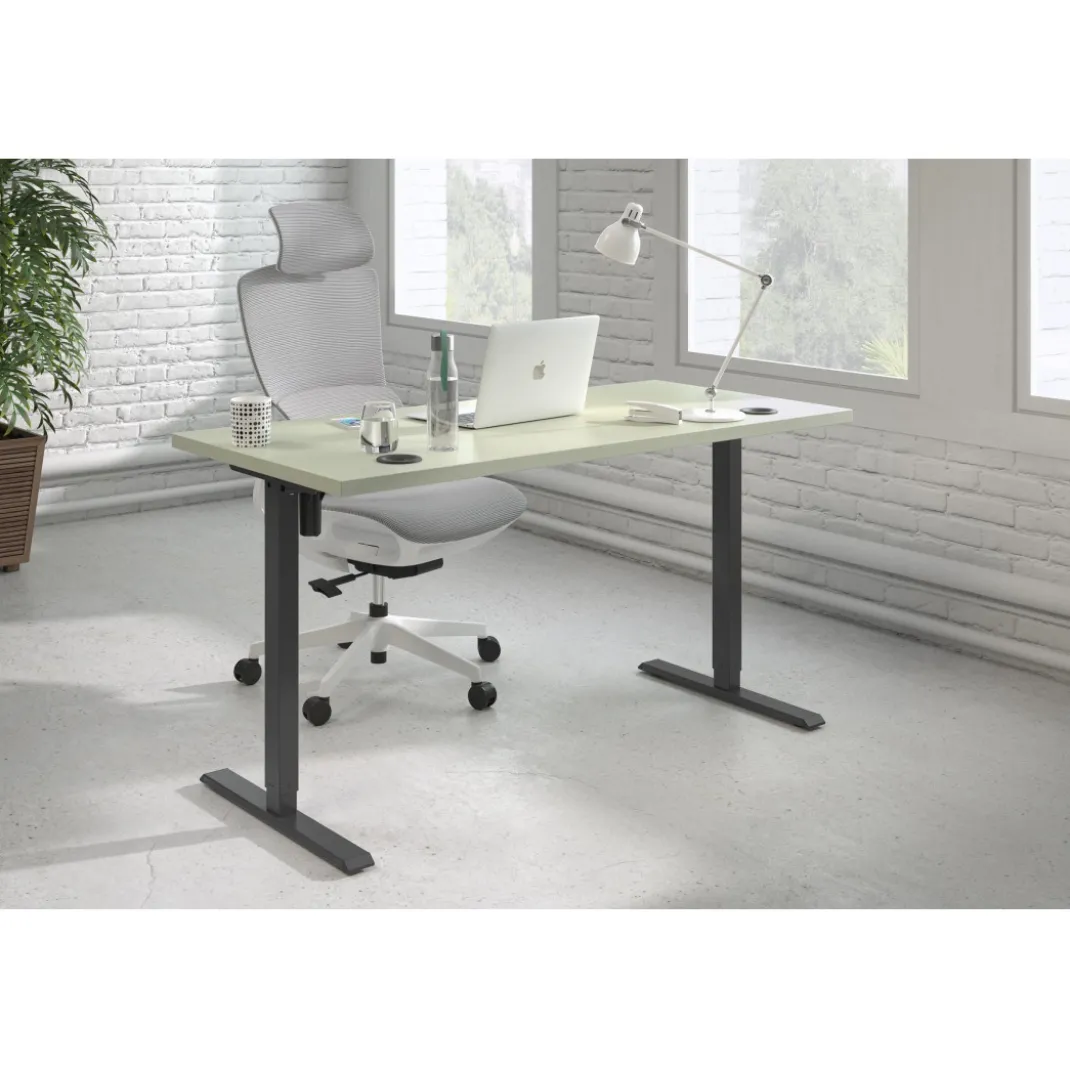 Escritorio Elevable Erghos Basic estructura negro canto recto