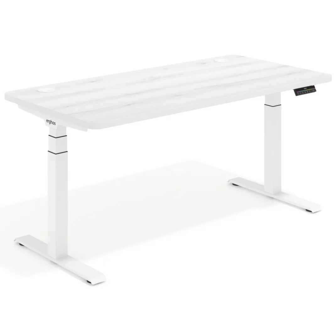 Escritorio Elevable Erghos Motion Pro estructura blanca 4 cantos curvos