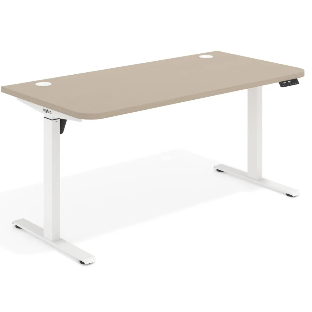 Escritorio Elevable Erghos Motion estructura blanca 2 cantos curvos