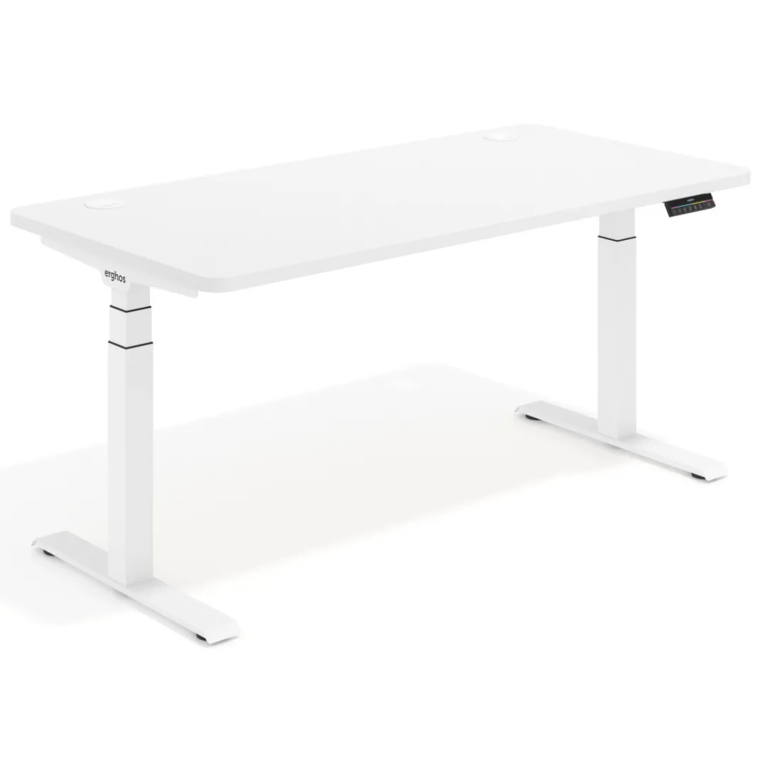 Escritorio Elevable Erghos Motion Pro estructura blanca 4 cantos curvos