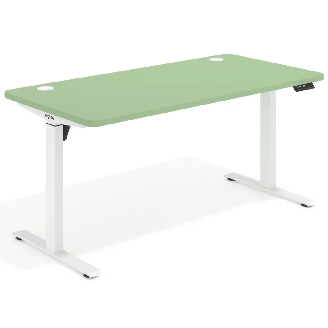 Escritorio Elevable Erghos Motion estructura blanca 4 cantos curvos