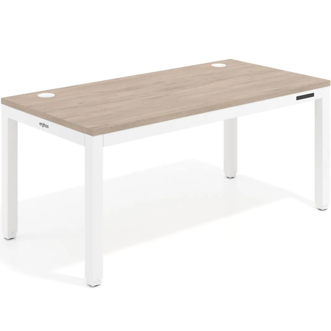 Escritorio Elevable Erghos Quad 4 patas, estructura blanca canto recto