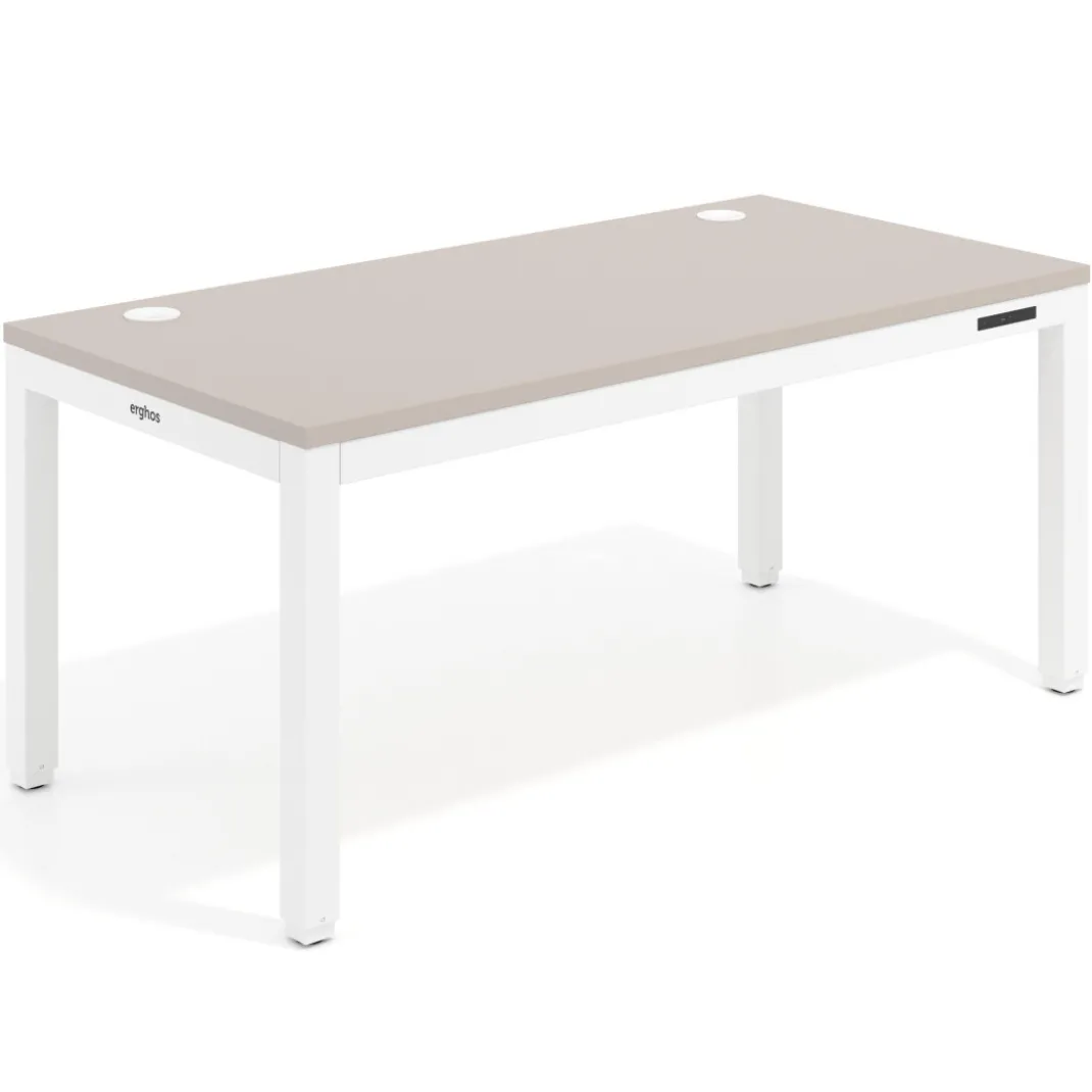 Escritorio Elevable Erghos Quad 4 patas, estructura blanca canto recto