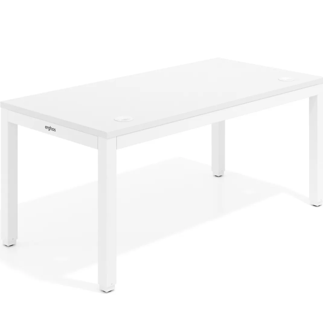 Escritorio Elevable Erghos Quad 4 patas, estructura blanca canto recto