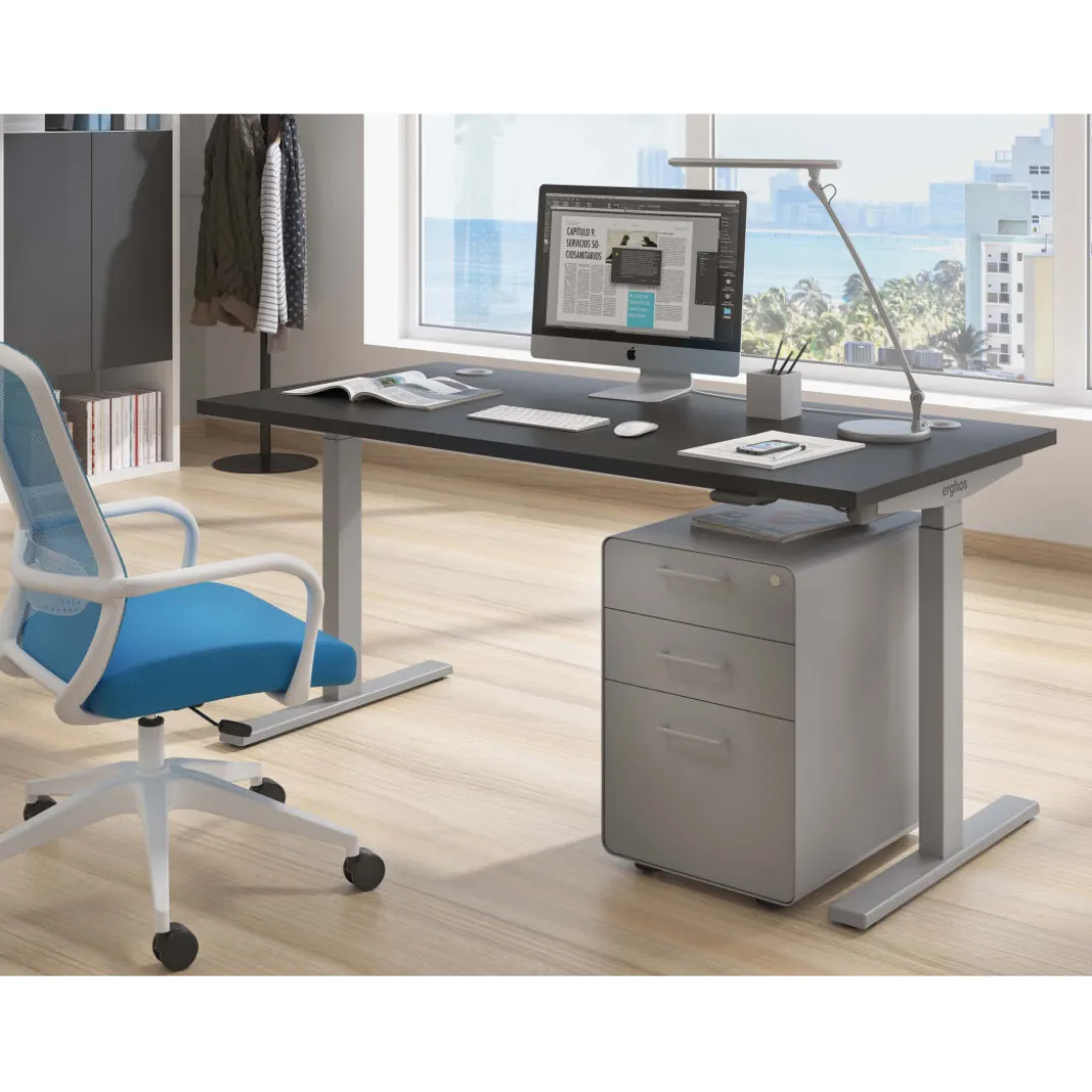 Escritorio Elevable Erghos Smart estructura aluminio canto recto