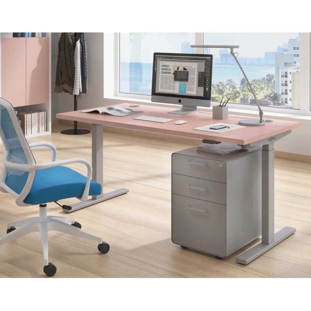 Escritorio Elevable Erghos Smart estructura aluminio canto recto