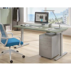 Escritorio Elevable Erghos Smart estructura aluminio canto curvo