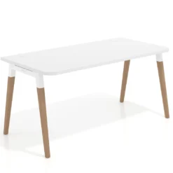 Mesa de despacho Arki con bordes redondeados, ergonómica, fondo 80cm