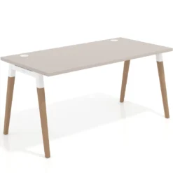 Mesa de despacho Arki, patas de madera maciza, fondo 80cm