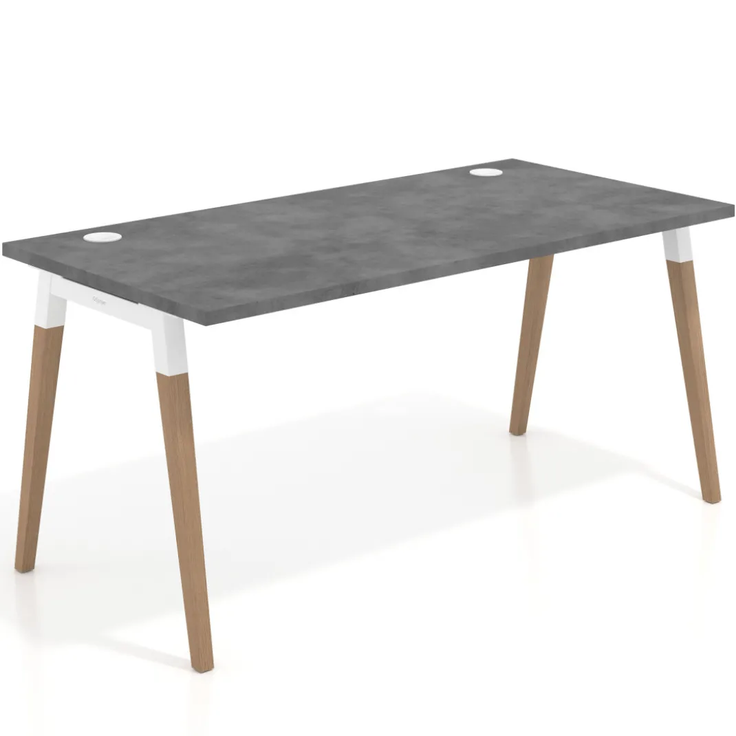 Mesa de despacho Arki, patas de madera maciza, fondo 80cm