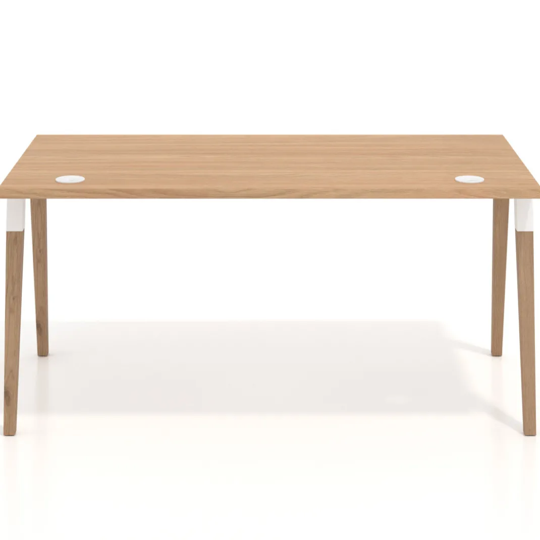 Mesa de despacho Arki, patas de madera maciza, fondo 80cm