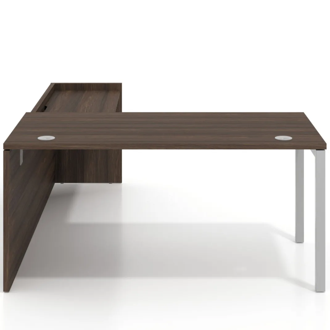Mesa de despacho en L Kube fondo 80cm con ala WorkPlus estructura aluminio