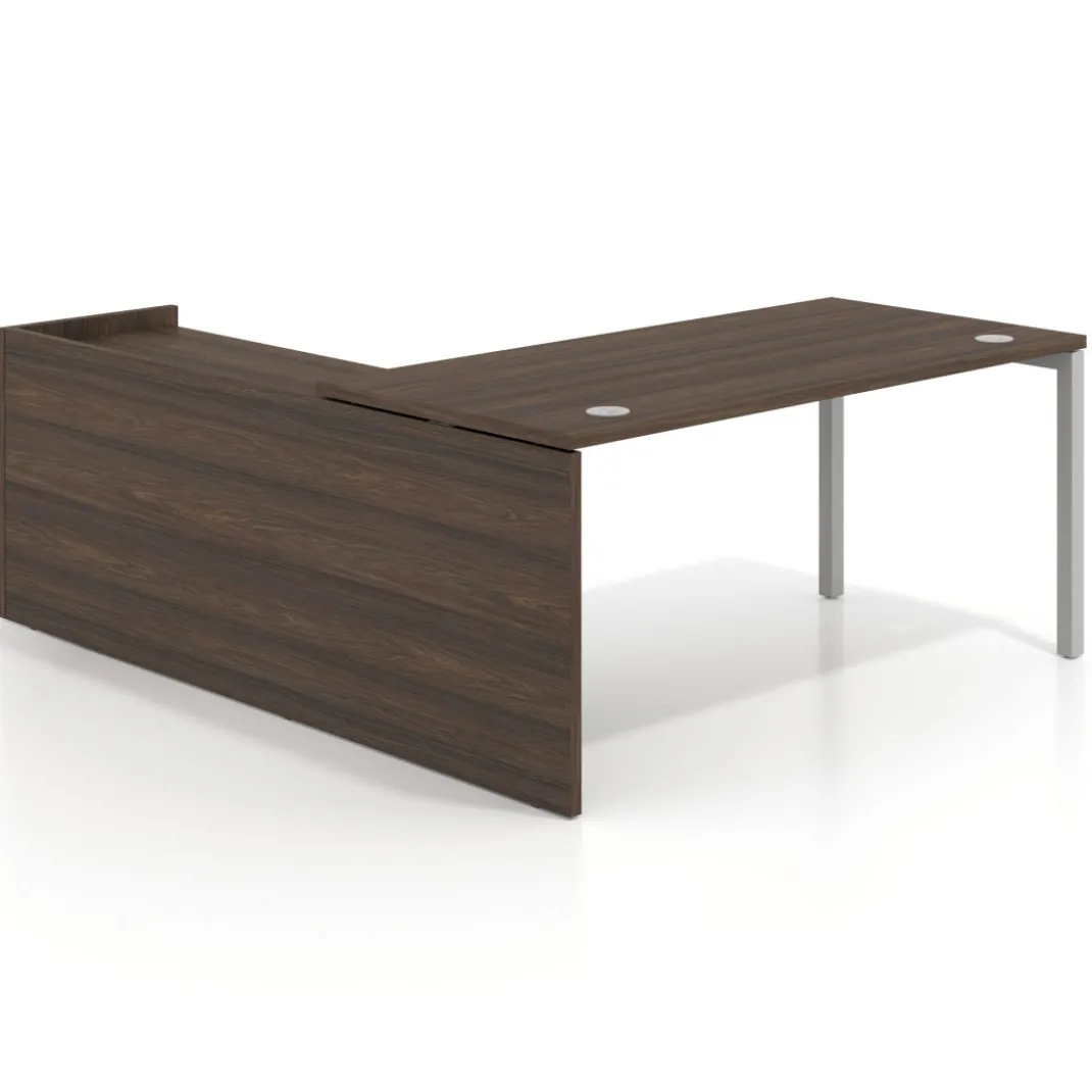 Mesa de despacho en L Kube fondo 80cm con ala WorkPlus estructura aluminio
