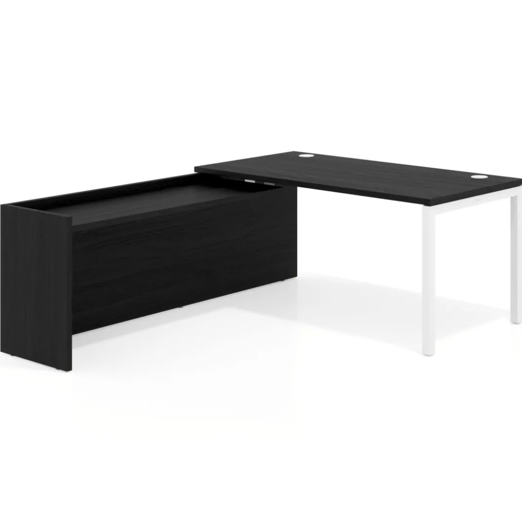 Mesa de despacho en L Kube fondo 80cm con ala WorkPlus estructura blanco