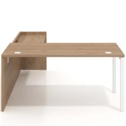 Mesa de despacho en L Kube fondo 80cm con ala WorkPlus estructura blanco
