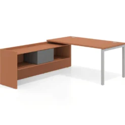 Mesa de despacho en L Kube fondo 80cm con ala+cajones WorkPlus estructura aluminio
