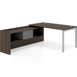 Mesa de despacho en L Kube fondo 80cm con ala+cajones WorkPlus estructura aluminio