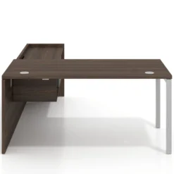 Mesa de despacho en L Kube fondo 80cm con ala+cajones WorkPlus estructura aluminio