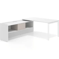 Mesa de despacho en L Kube fondo 80cm con ala+cajones WorkPlus estructura blanco
