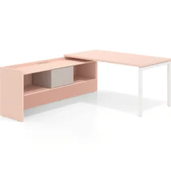 Mesa de despacho en L Kube fondo 80cm con ala+cajones WorkPlus estructura blanco