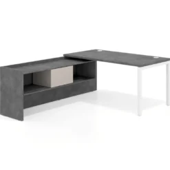 Mesa de despacho en L Kube fondo 80cm con ala+cajones WorkPlus estructura blanco