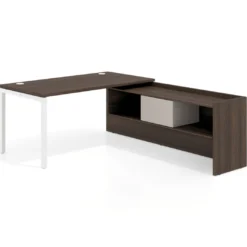 Mesa de despacho en L Kube fondo 80cm con ala+cajones WorkPlus estructura blanco