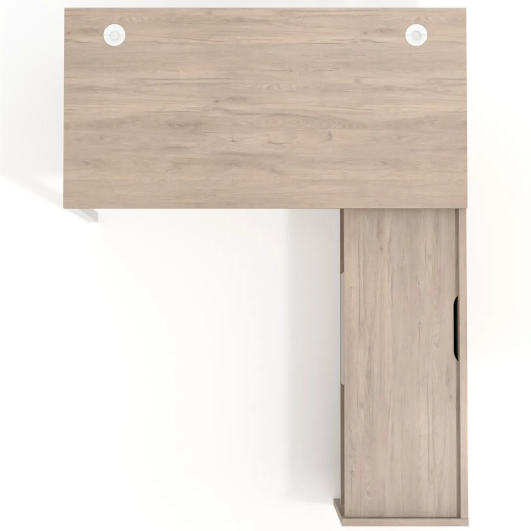 Mesa de despacho en L Kube fondo 80cm con ala+cajones WorkPlus estructura blanco
